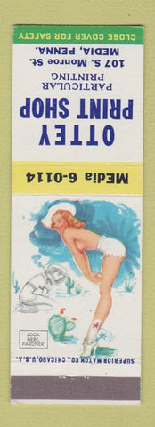 Matchbook Cover - Ottey Print Shop Media PA pinup Marilyn Monroe