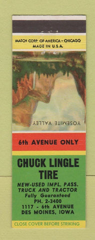 Matchbook Cover - Chuck Lingle Tire Des Moines IA