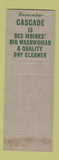 Matchbook Cover - Cascade Laundry Dry Cleaners Des Moines IA