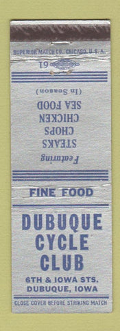 Matchbook Cover - Dubuque Cycle Club IA