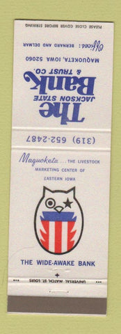 Matchbook Cover - Jackson State Bank Maquoketa IA owl