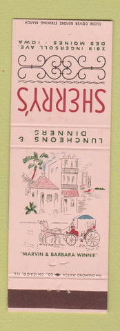 Matchbook Cover - Sherry's Des Moines IA restaurant
