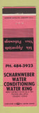 Matchbook Cover - Scharnweber Water Conditioning Toledo OH