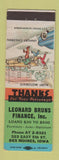 Matchbook Cover - Leonard Burns Finance Des Moines IA