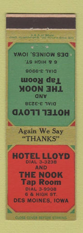 Matchbook Cover - Hotel Lloyd Des Moines IA