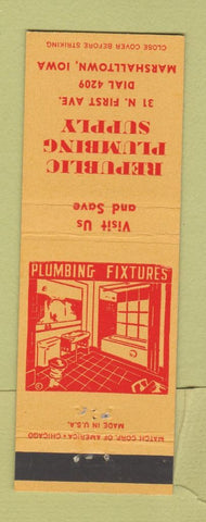 Matchbook Cover - Republic Plumbing Supply Marshalltown IA