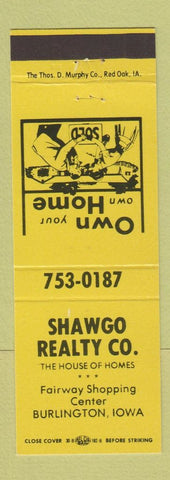 Matchbook Cover - Shawgo Real Estate Burlington IA