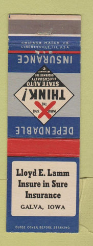 Matchbook Cover - Lloyd Lamm Insurance Galva IA WEAR