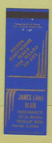 Matchbook Cover - James Blair Insurance Puyallup WA