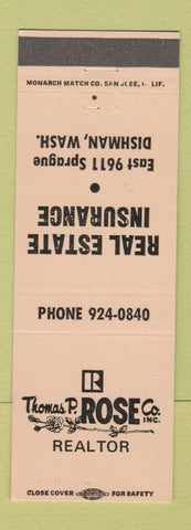 Matchbook Cover - Thomas Rose Real Estate Insurance Dishman WA