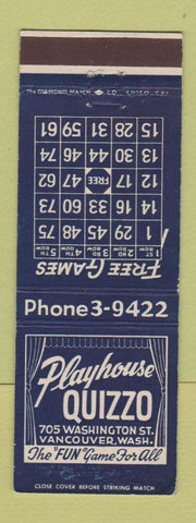 Matchbook Cover - Playhouse Quizzo Vancouver WA bingo WEAR