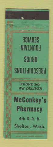 Matchbook Cover - McConkey's Pharmacy Drug Shelton WA low phone #