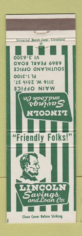 Matchbook Cover - Lincoln Savings and Loan Cleveland OH Abraham