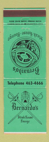 Matchbook Cover - Bernardo's Steak House Lounge Hastings NE WEAR