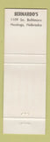 Matchbook Cover - Bernardo's Steak House Lounge Hastings NE WEAR