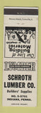 Matchbook Cover - Schroth Lumber Indiana PA