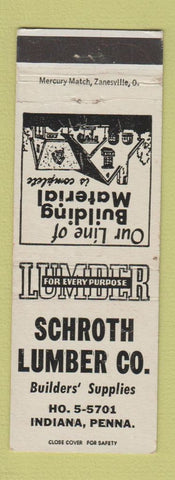 Matchbook Cover - Schroth Lumber Indiana PA