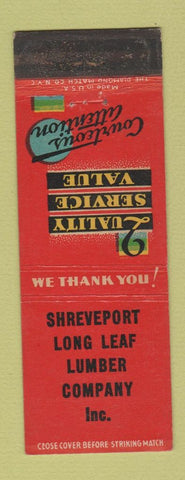 Matchbook Cover - Shreveport Long Leaf Lumber LA? WEAR