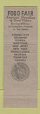 Matchbook Cover - Food Fair Grocery Merchants Green Stamps