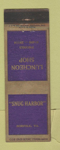 Matchbook Cover - Snug Harbor Restgaurant Shop Norfolk VA WORN
