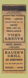 Matchbook Cover - Bauer's Grill Sidney OH WORN