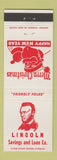 Matchbook Cover - Lincoln Savings and Loan Christmas Santa Claus Abraham