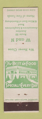 Matchbook Cover - W and N Restaurant Harrisburg PA WEAR