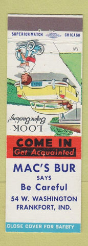 Matchbook Cover - Mac's Bur Frankfort IN