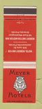 Matchbook Cover - Meyer Hotels Jacksonville Orlando FL
