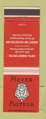 Matchbook Cover - Meyer Hotels Jacksonville Orlando FL