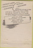 Matchbook Cover - Motels Bemidji Alexandria Brainerd Fergus Falls MN 40 Strike