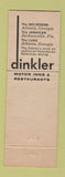 Matchbook Cover - Dinkler Hotels Atlanta GA Nashville TN New Orleans LA