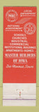 Matchbook Cover - Master Builders of Des Moines IA 1952