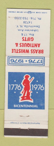 Matchbook Cover - Brass Whistle Antiques Gifts Dewittville NY 1976 WEAR