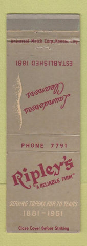 Matchbook Cover - Ripley's Laundry Cleaners Topeka KS 1951