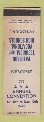 Matchbook Cover AVA Convention Paterson Technical Vocation High Schools NJ WEAR