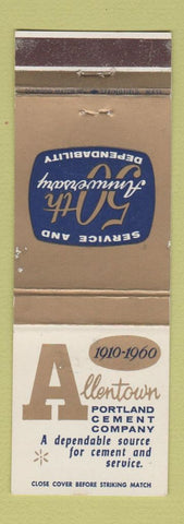 Matchbook Cover - Allentown Portland Cement PA 1960 50th WEAR