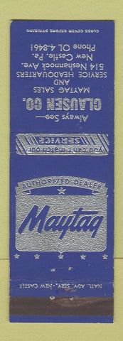Matchbook Cover - Clausen Maytag Appliances New Castle PA