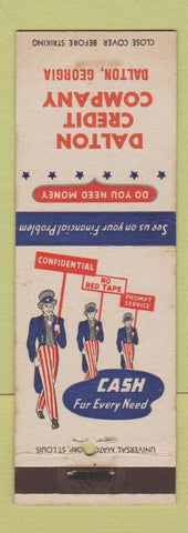 Matchbook Cover - Dalton Credit Company Dalton GA Uncle Sam