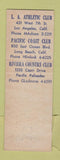 Matchbook Cover - Los Angeles Athletic Club CA WEAR