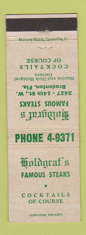 Matchbook Cover - Holdgraf's Steaks Bradenton FL