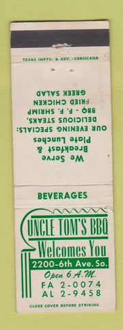 Matchbook Cover - Uncle Tom's BBQ