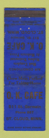 Matchbook Cover - OK Cafe St Cloud MN WORN
