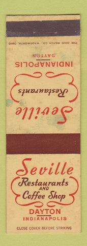 Matchbook Cover - Seville Restaurants Dayton Indianapolis IN WORN