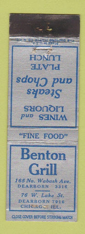 Matchbook Cover - Benton Grill Chicago IL WEAR