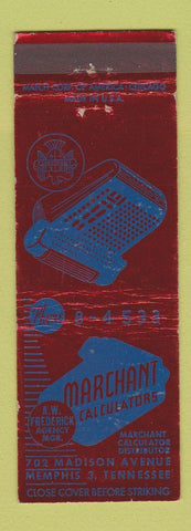 Matchbook Cover - Marchant Calculators Memphis TN WEAR