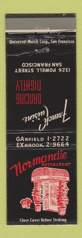 Matchbook Cover - Normandie Restaurant San Francisco CA WEAR