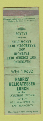Matchbook Cover - Harris' Deli Lunch Kosher San Francisco CA WORN