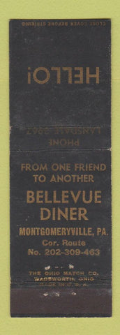 Matchbook Cover - Bellevue Diner Montgomeryville PA WORN