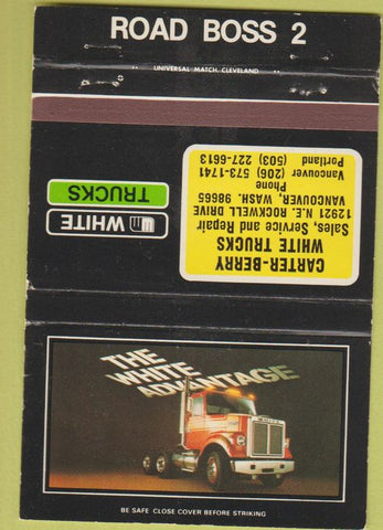 Matchbook Cover - White Semi Trucks Vancouver WA 40 Strike
